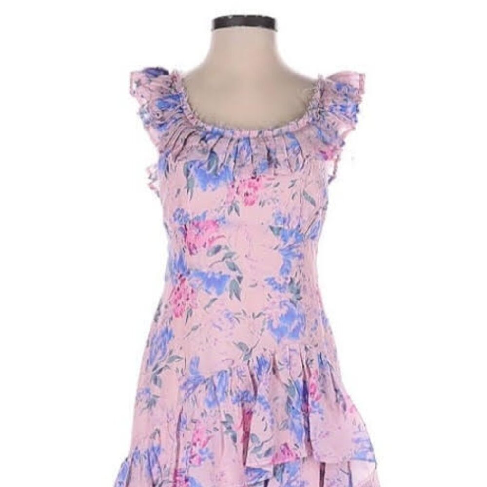 LoveShackFancy Winslow Floral Whispering Lilac Ruffle Dress Size 10